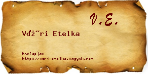 Vári Etelka névjegykártya